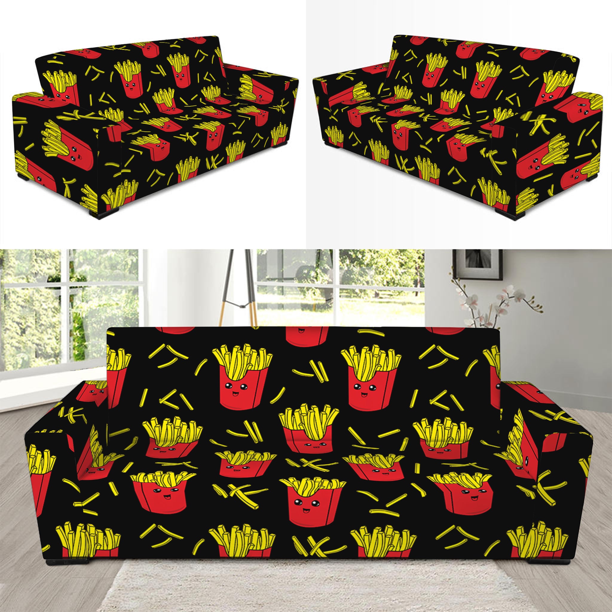 Cartoon French Fries Pattern Print Sofa Slipcover