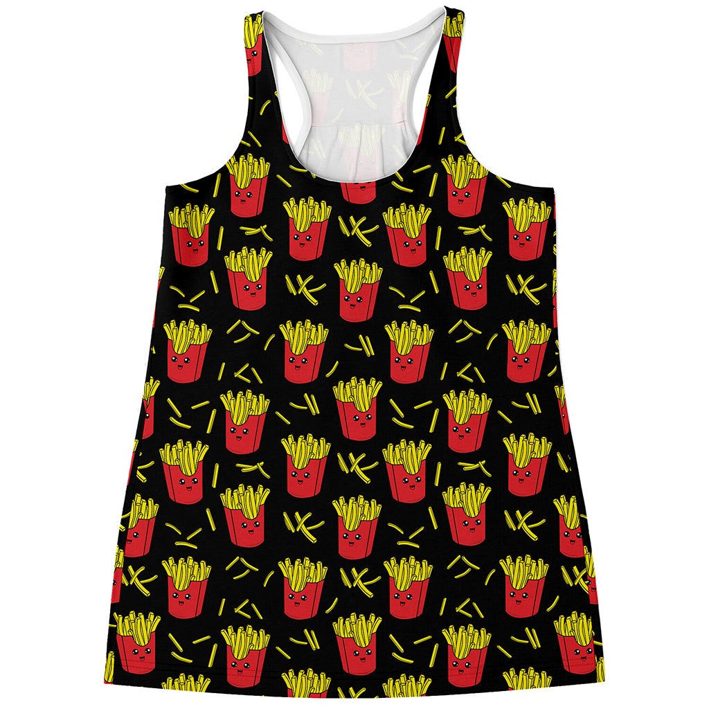 Cartoon French Fries Pattern Print Women's Racerback Tank Top