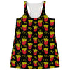 Cartoon French Fries Pattern Print Women's Racerback Tank Top