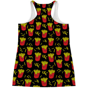 Cartoon French Fries Pattern Print Women's Racerback Tank Top