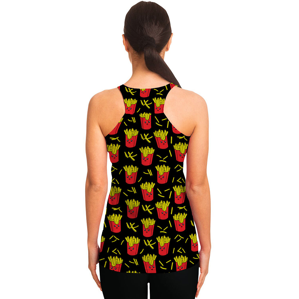 Cartoon French Fries Pattern Print Women's Racerback Tank Top