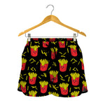 Cartoon French Fries Pattern Print Women's Shorts