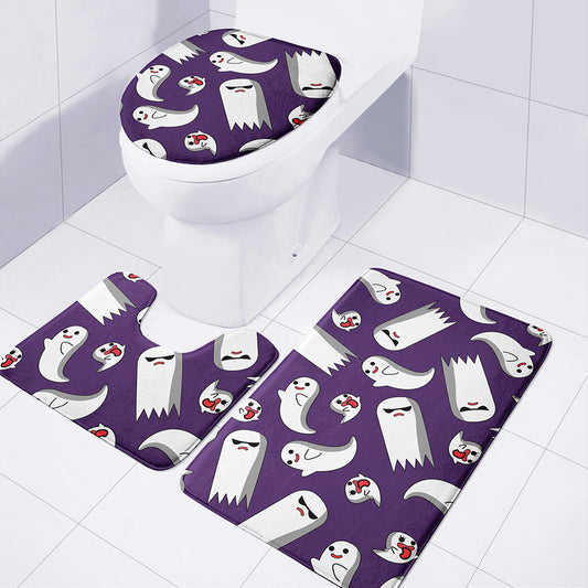 Cartoon Ghost Pattern Print 3 Piece Bath Mat Set