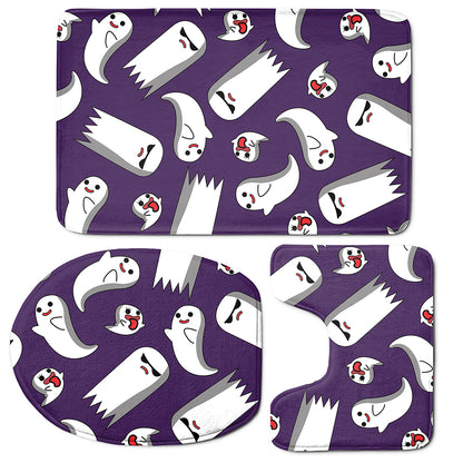 Cartoon Ghost Pattern Print 3 Piece Bath Mat Set