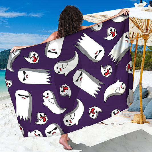 Cartoon Ghost Pattern Print Beach Sarong Wrap