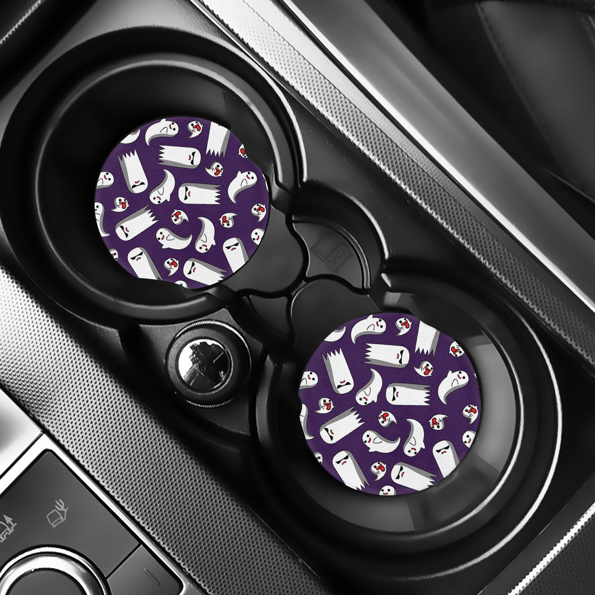Cartoon Ghost Pattern Print Car Coasters