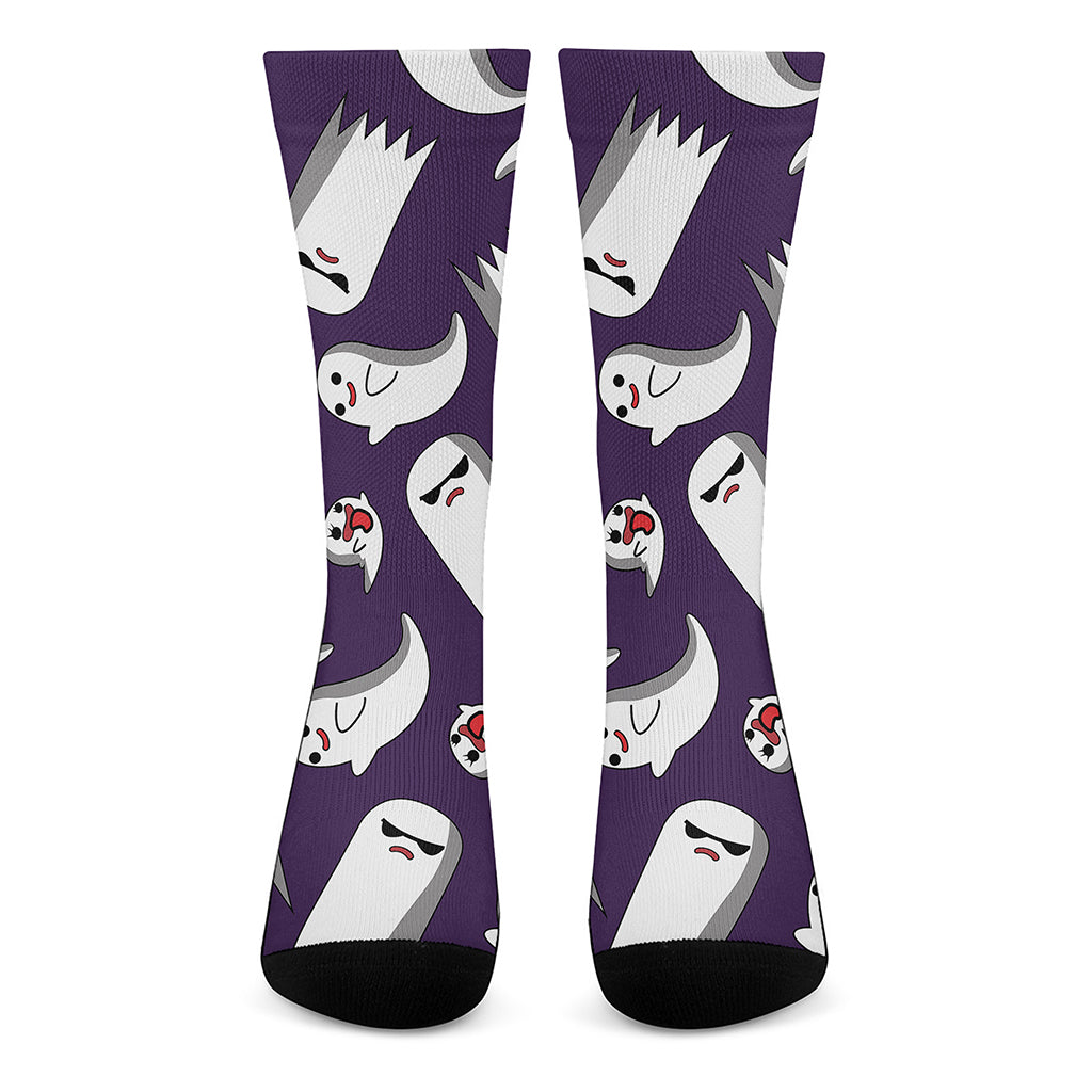 Cartoon Ghost Pattern Print Crew Socks