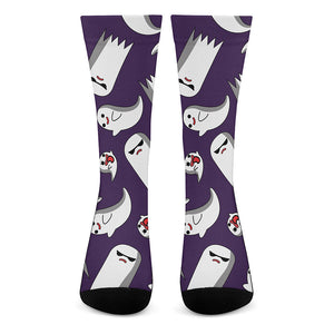 Cartoon Ghost Pattern Print Crew Socks