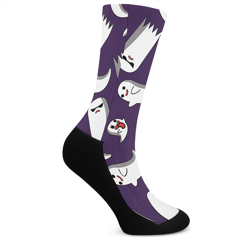 Cartoon Ghost Pattern Print Crew Socks