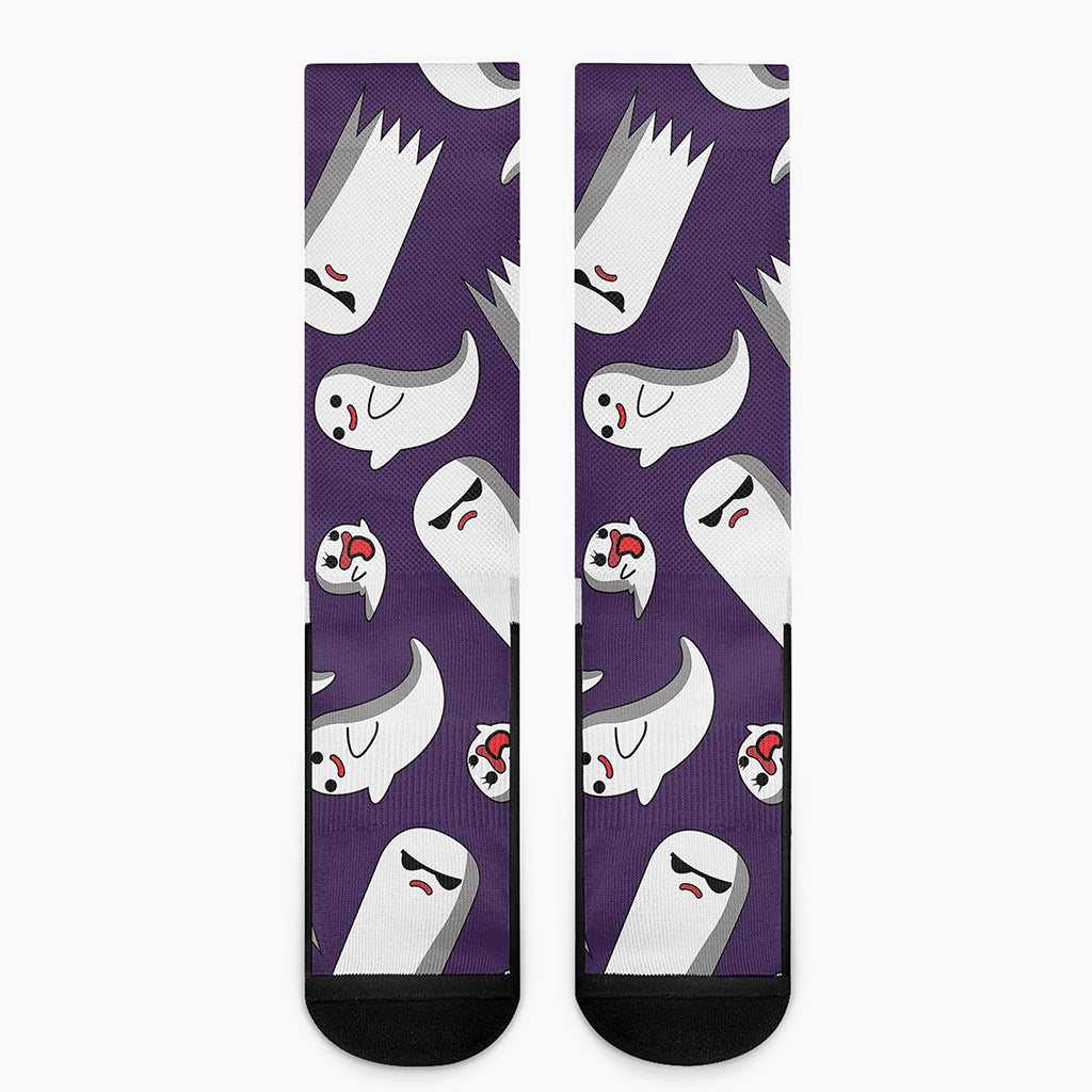 Cartoon Ghost Pattern Print Crew Socks