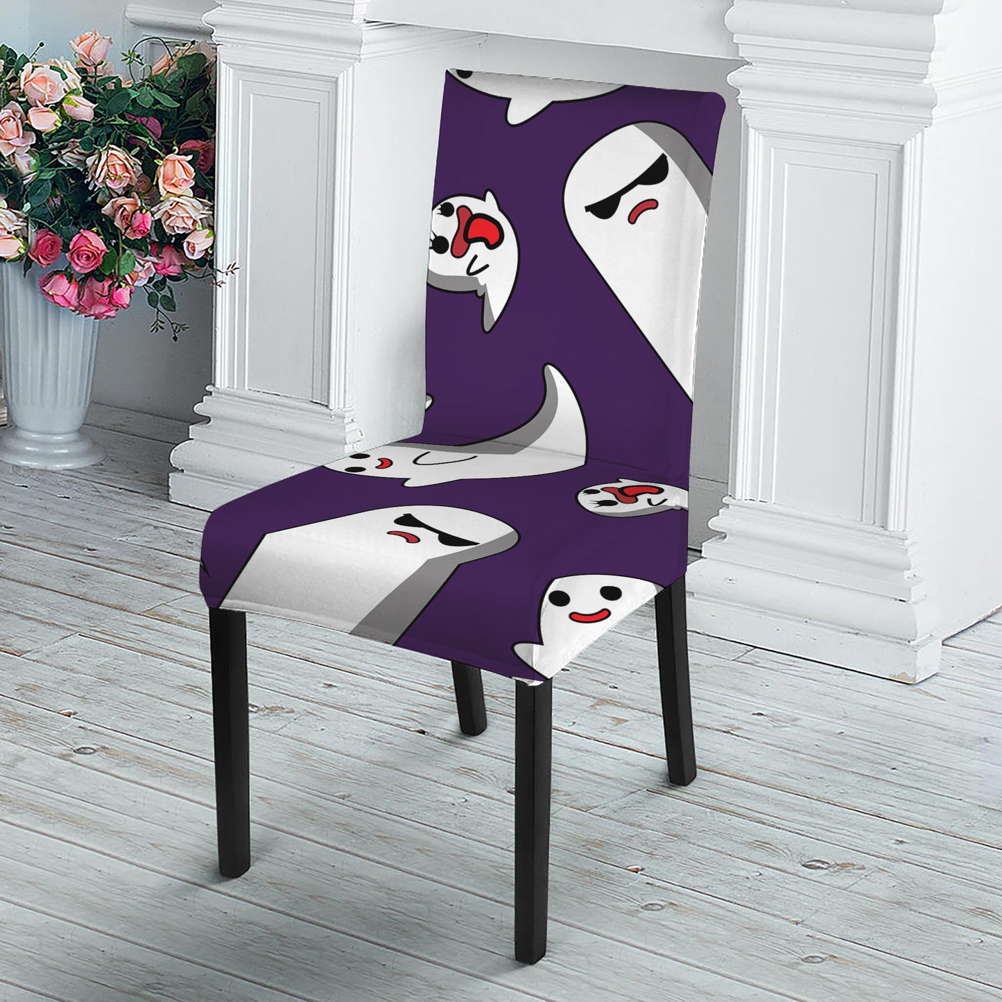 Cartoon Ghost Pattern Print Dining Chair Slipcover