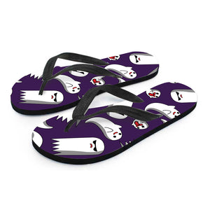 Cartoon Ghost Pattern Print Flip Flops