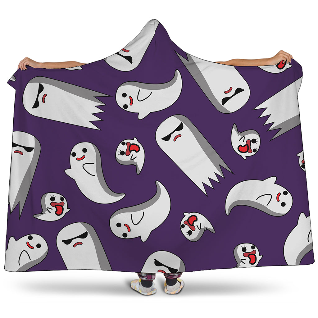 Cartoon Ghost Pattern Print Hooded Blanket