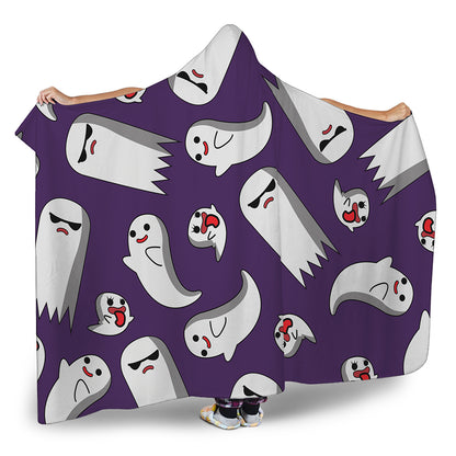 Cartoon Ghost Pattern Print Hooded Blanket