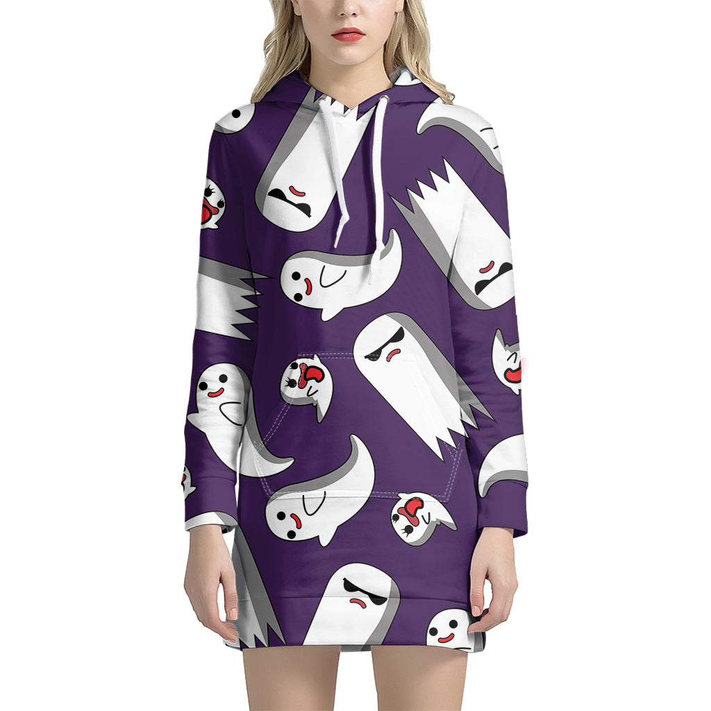 Cartoon Ghost Pattern Print Hoodie Dress