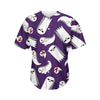 Cartoon Ghost Pattern Print Men's Baseball Jersey