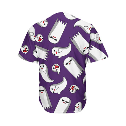 Cartoon Ghost Pattern Print Men's Baseball Jersey