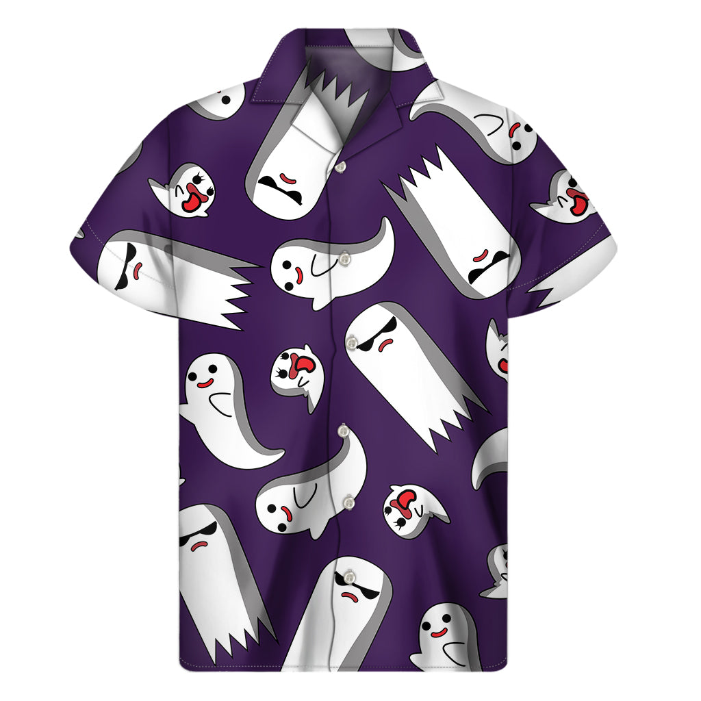 Cartoon Ghost Pattern Print Men's Short Sleeve Shirt