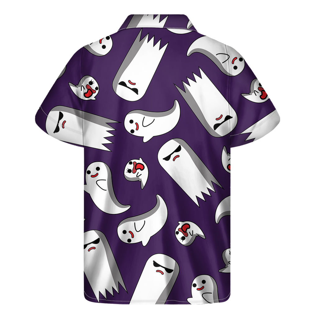 Cartoon Ghost Pattern Print Men's Short Sleeve Shirt