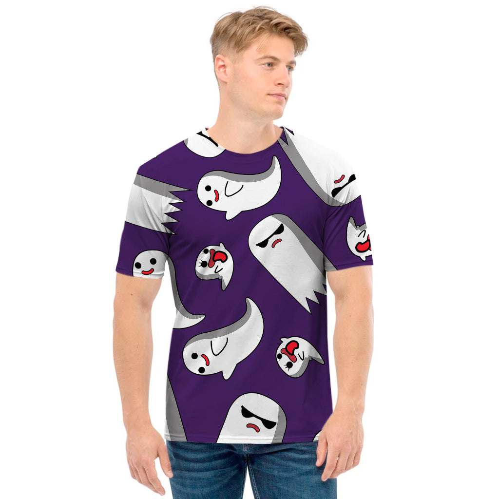 Cartoon Ghost Pattern Print Men's T-Shirt