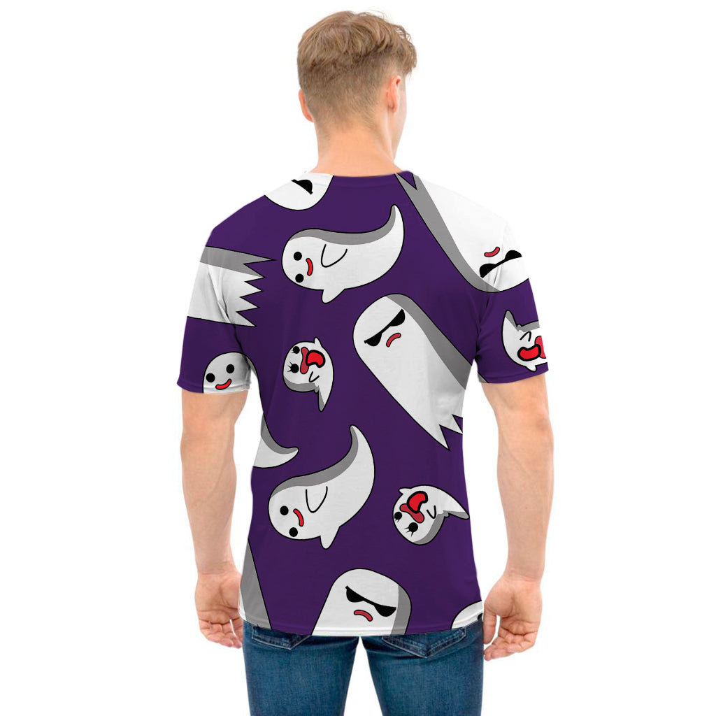 Cartoon Ghost Pattern Print Men's T-Shirt