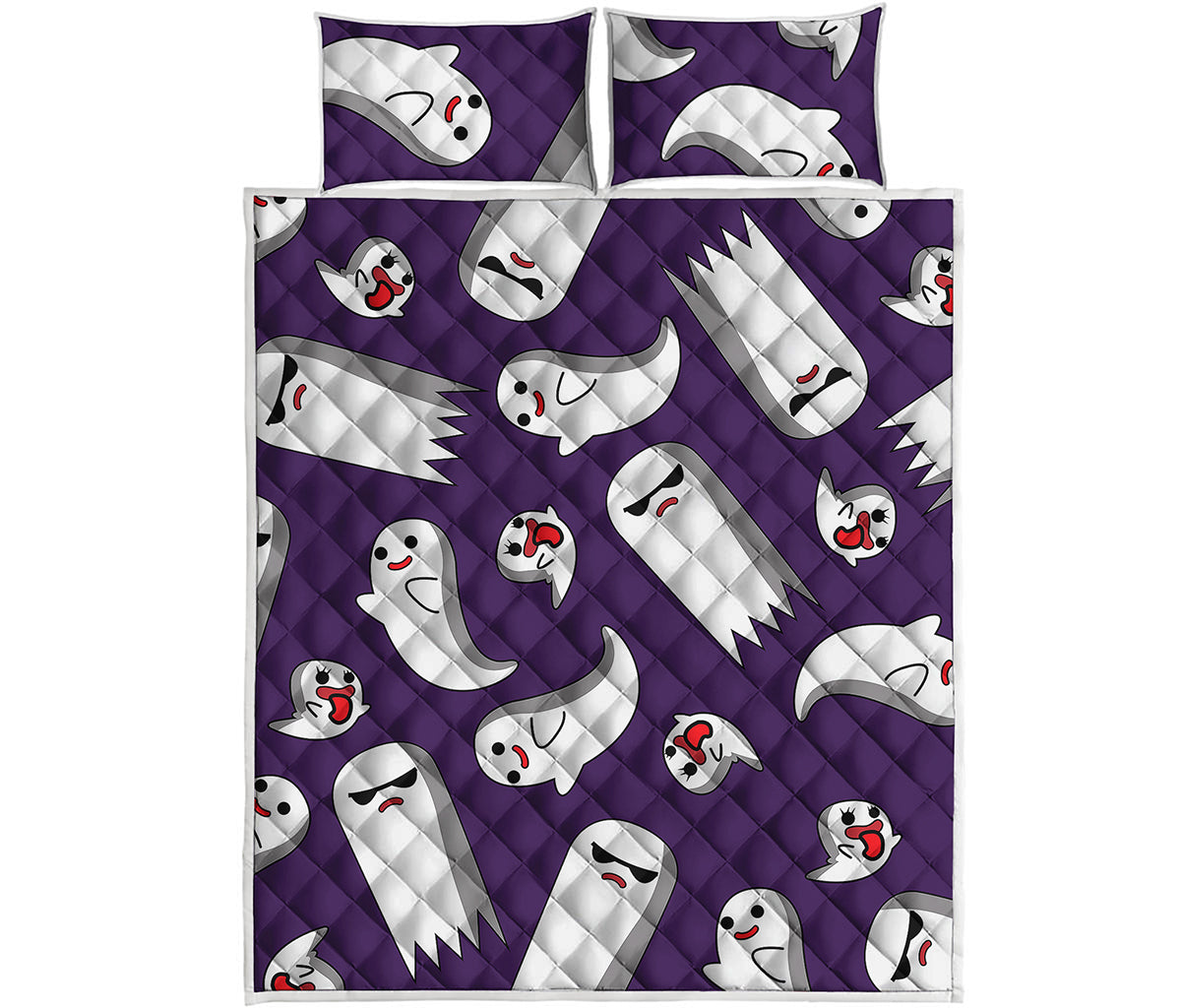 Cartoon Ghost Pattern Print Quilt Bed Set