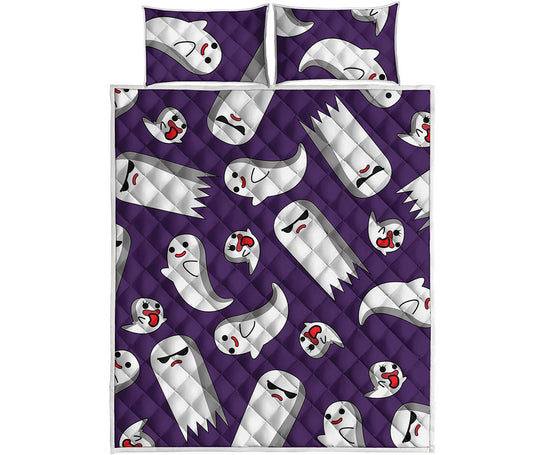Cartoon Ghost Pattern Print Quilt Bed Set