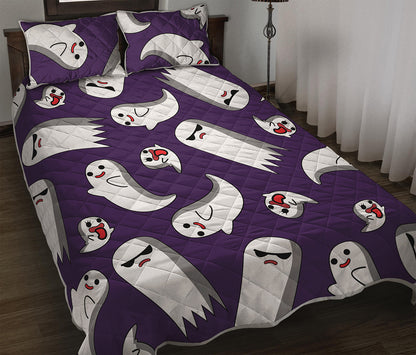 Cartoon Ghost Pattern Print Quilt Bed Set