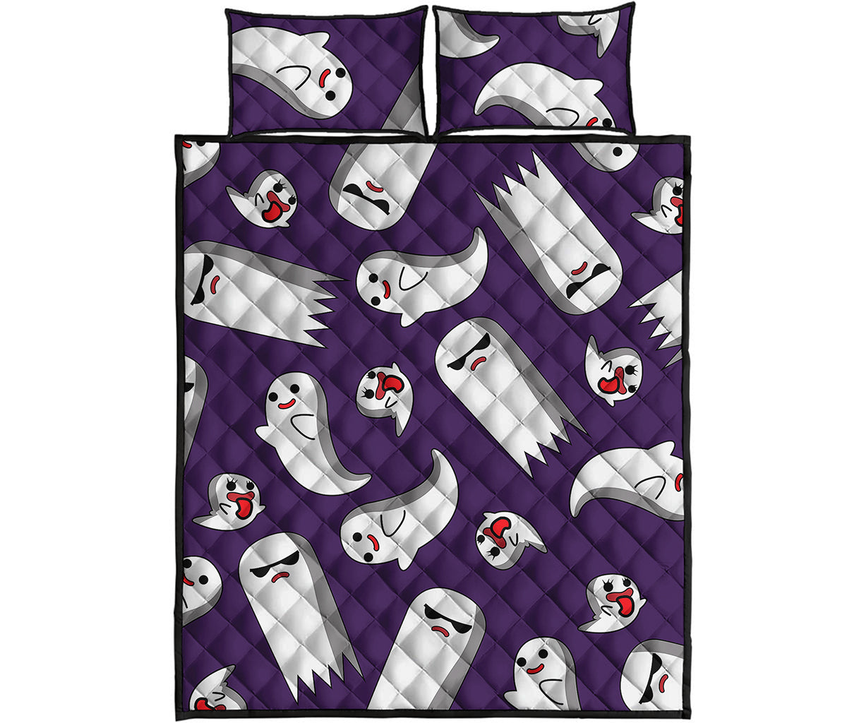 Cartoon Ghost Pattern Print Quilt Bed Set