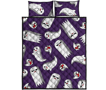Cartoon Ghost Pattern Print Quilt Bed Set