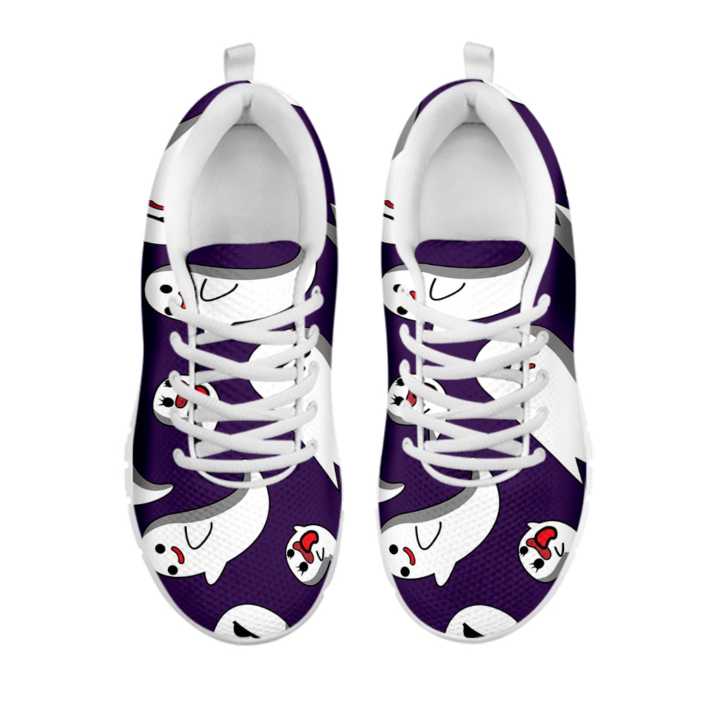 Cartoon Ghost Pattern Print White Sneakers