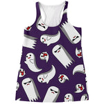 Cartoon Ghost Pattern Print Women's Racerback Tank Top