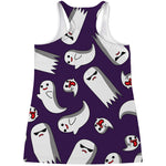 Cartoon Ghost Pattern Print Women's Racerback Tank Top