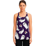 Cartoon Ghost Pattern Print Women's Racerback Tank Top