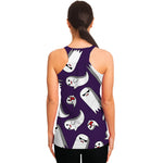 Cartoon Ghost Pattern Print Women's Racerback Tank Top