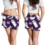 Cartoon Ghost Pattern Print Women's Shorts