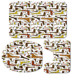 Cartoon Giraffe Pattern Print 3 Piece Bath Mat Set