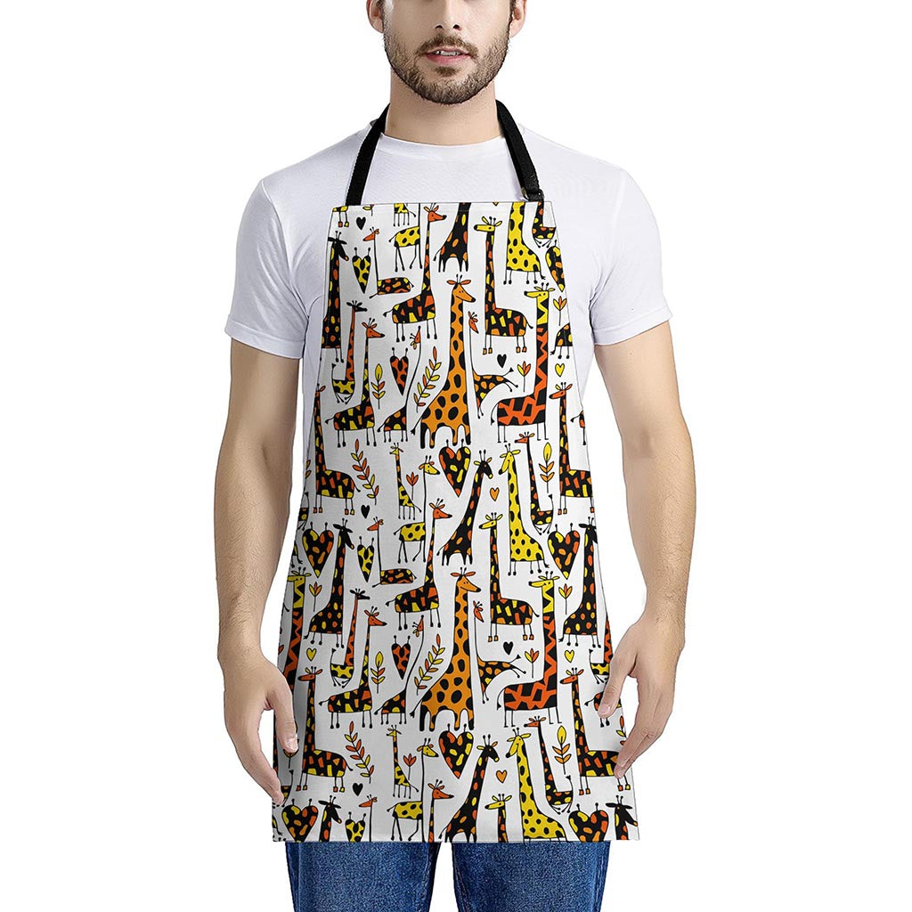 Cartoon Giraffe Pattern Print Apron