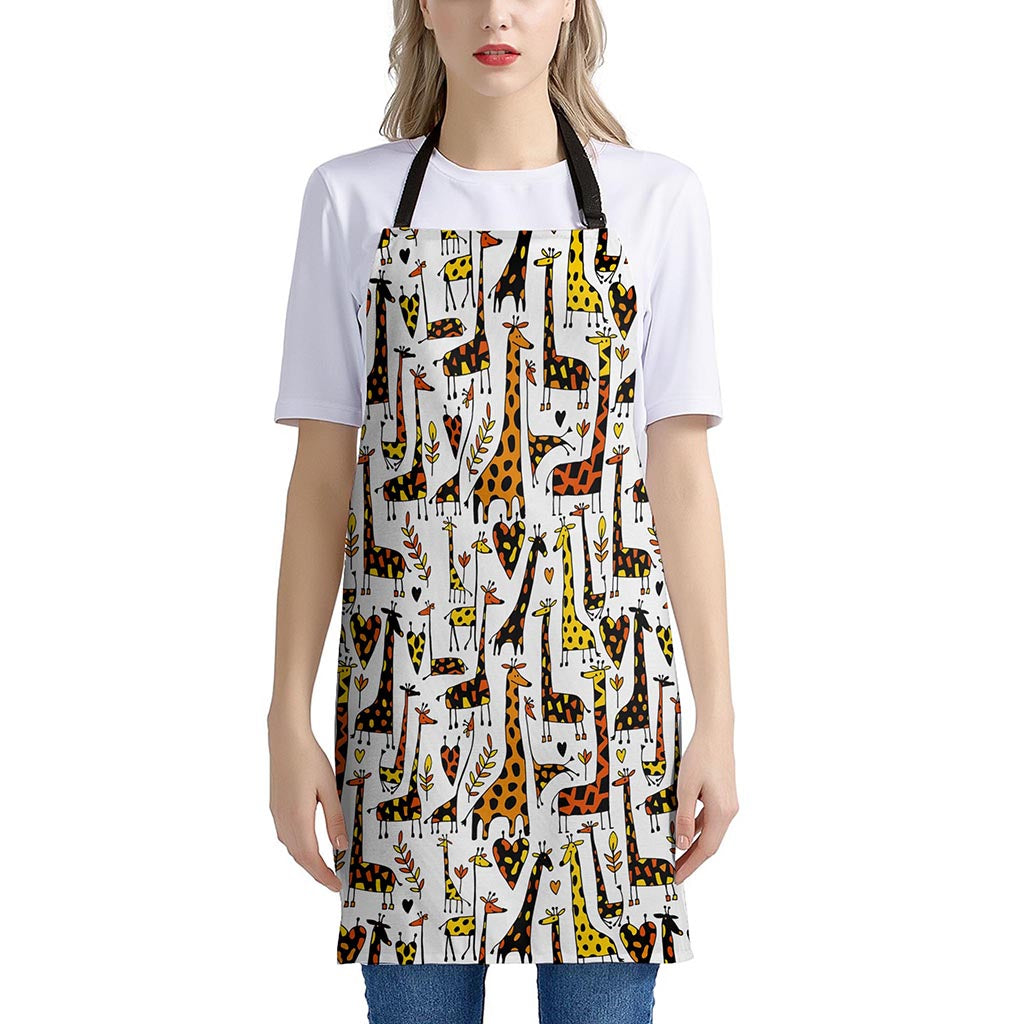 Cartoon Giraffe Pattern Print Apron