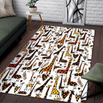 Cartoon Giraffe Pattern Print Area Rug GearFrost