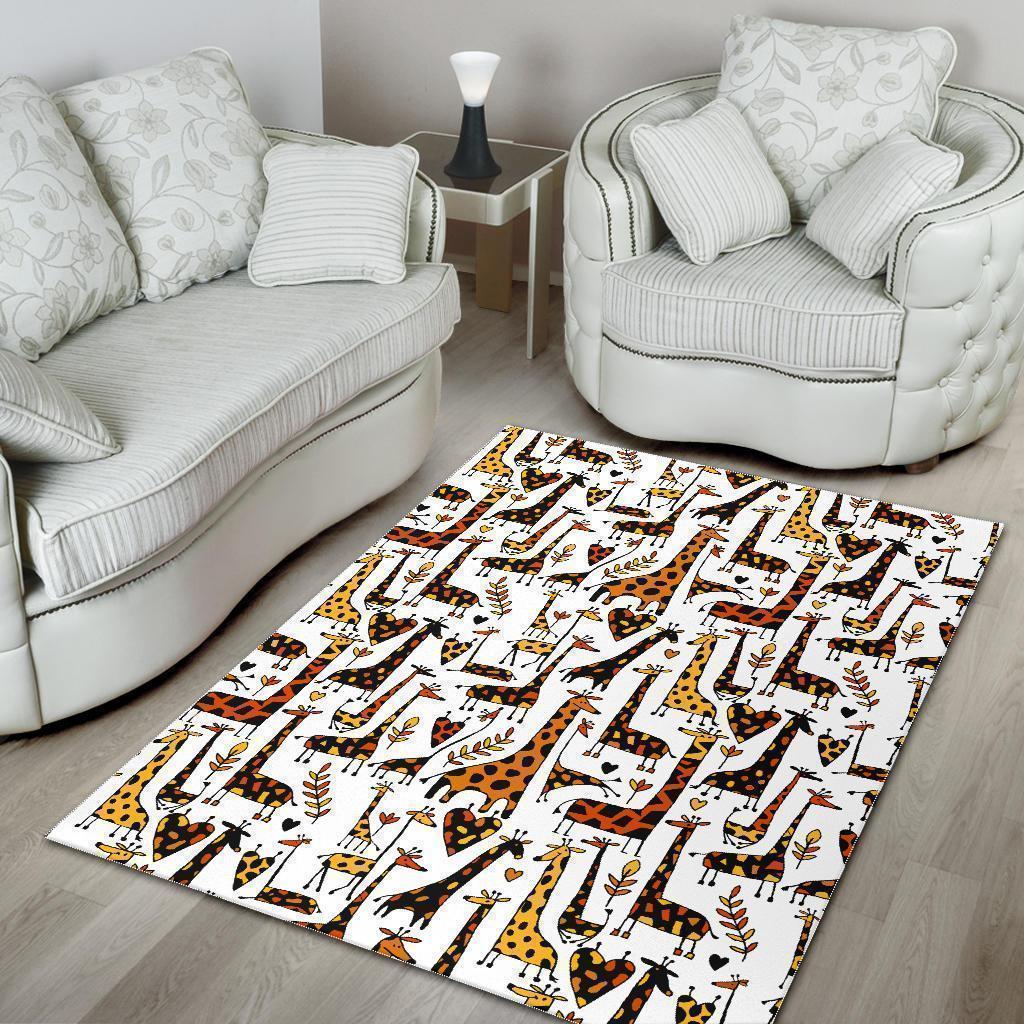 Cartoon Giraffe Pattern Print Area Rug GearFrost