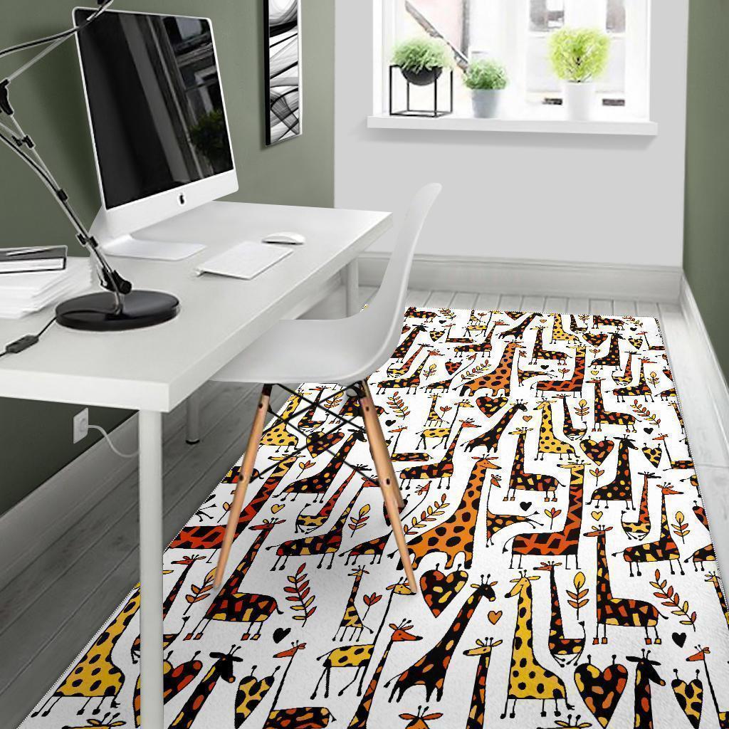 Cartoon Giraffe Pattern Print Area Rug GearFrost