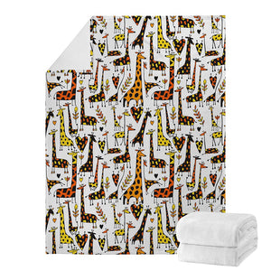 Cartoon Giraffe Pattern Print Blanket