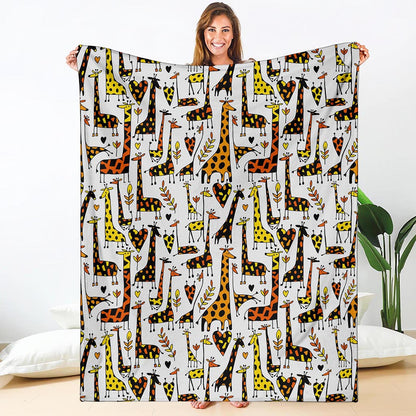 Cartoon Giraffe Pattern Print Blanket