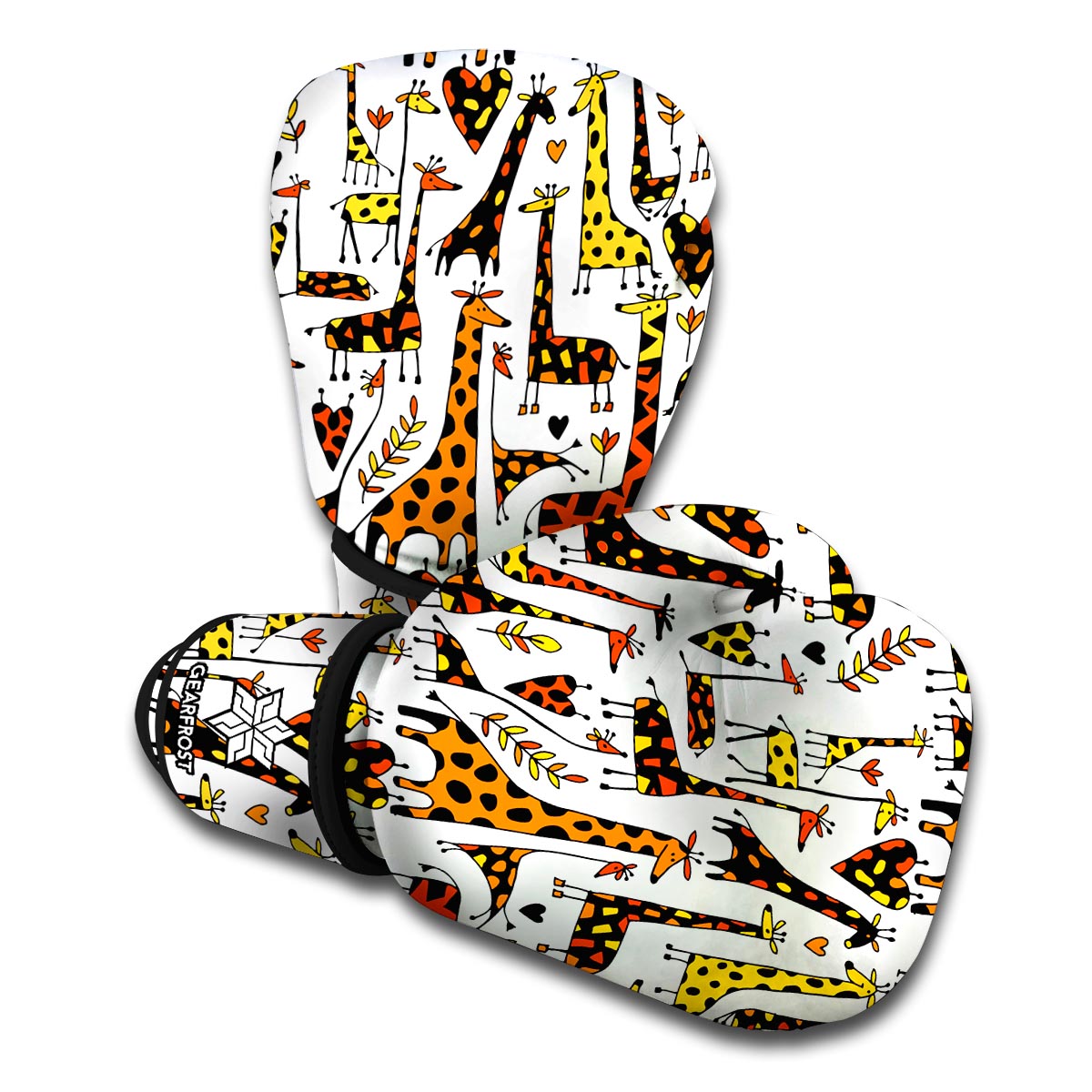 Cartoon Giraffe Pattern Print Boxing Gloves
