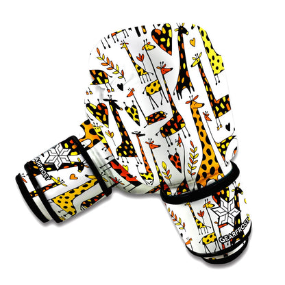 Cartoon Giraffe Pattern Print Boxing Gloves
