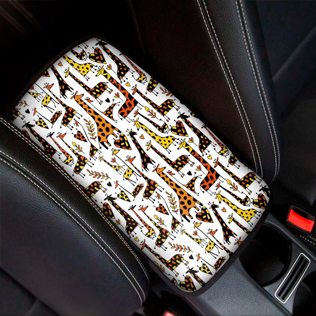 Cartoon Giraffe Pattern Print Car Center Console Cover