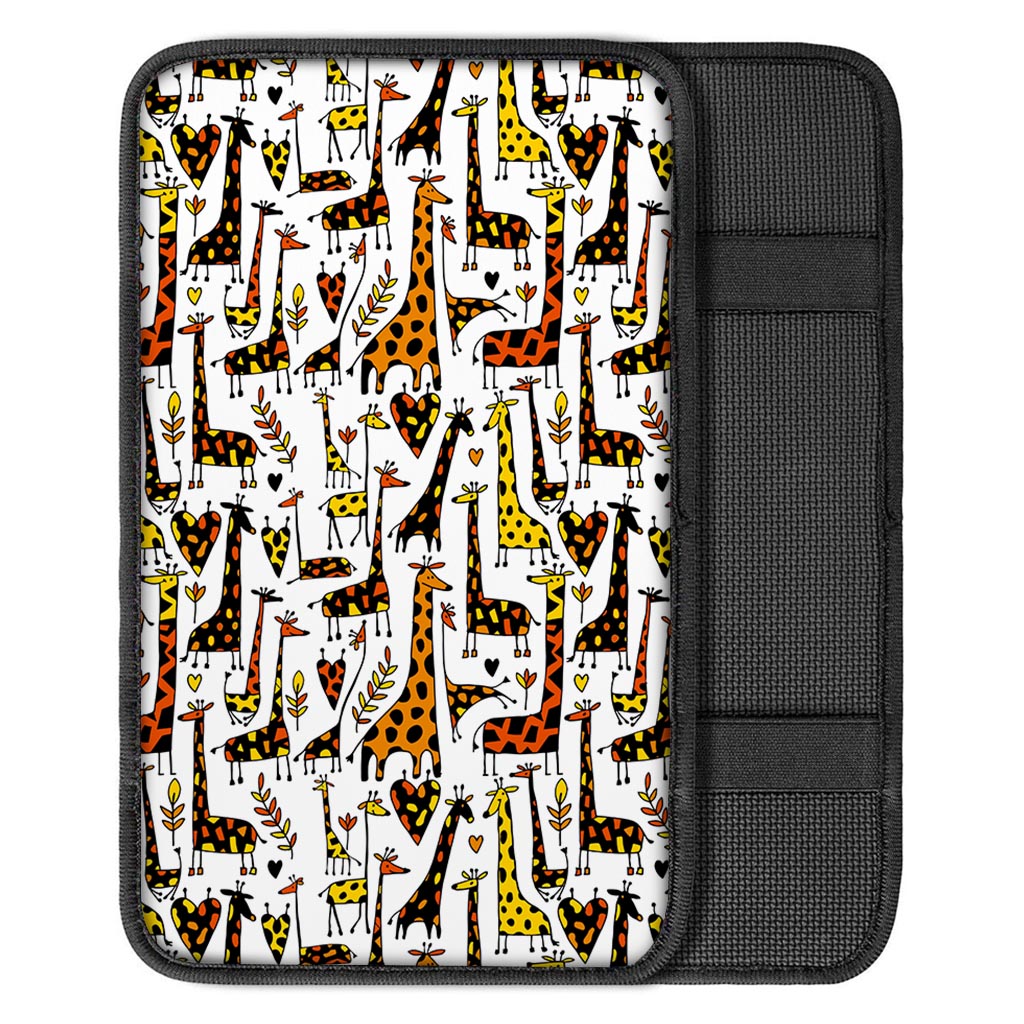 Cartoon Giraffe Pattern Print Car Center Console Cover