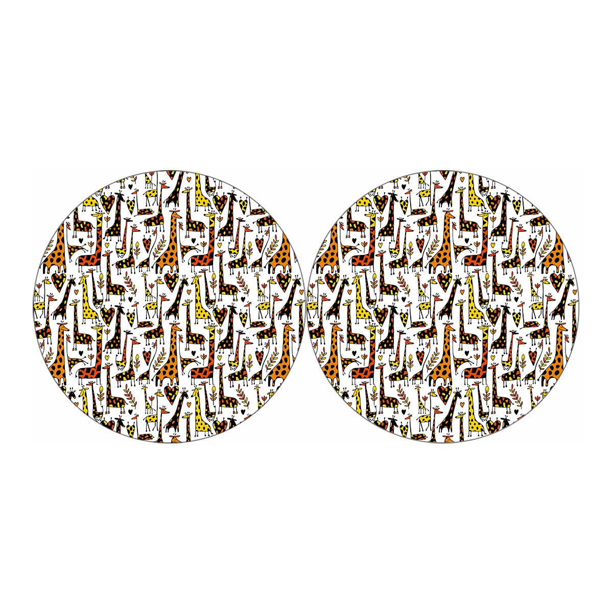 Cartoon Giraffe Pattern Print Car Coasters