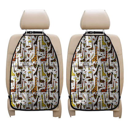 Cartoon Giraffe Pattern Print Car Seat Organizers